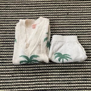 🌿Show Me Your Mumu Palm Tree Knit Gilligan V Neck Oversized Sweater Set S